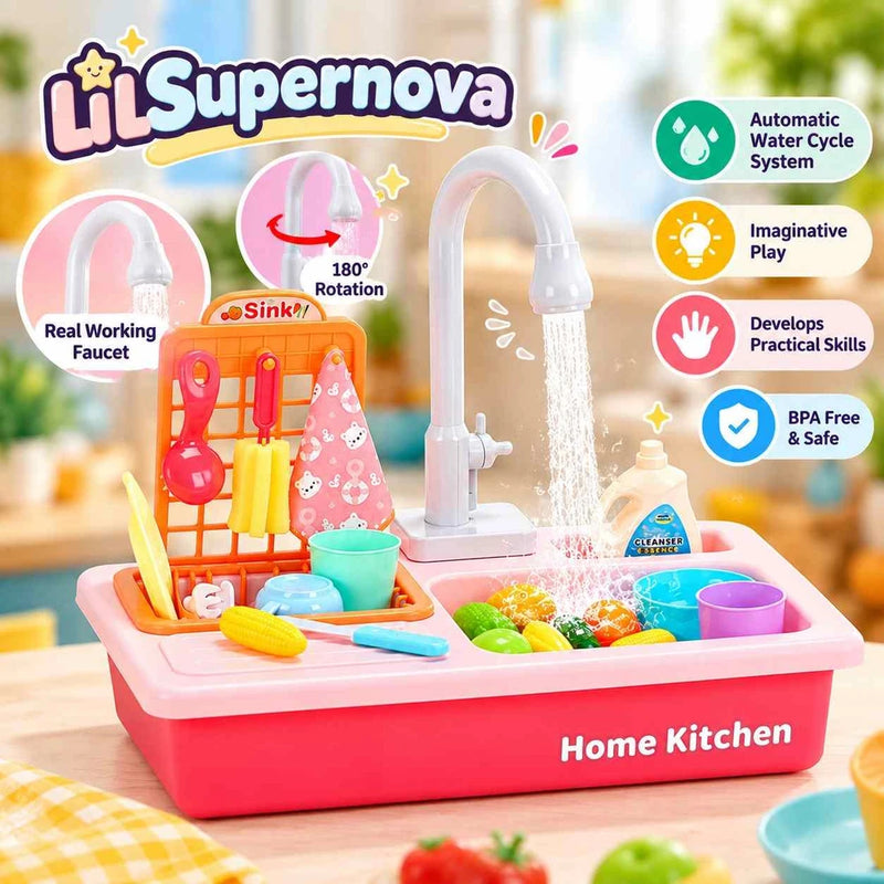 Toy Kitchen Sink with Running Water