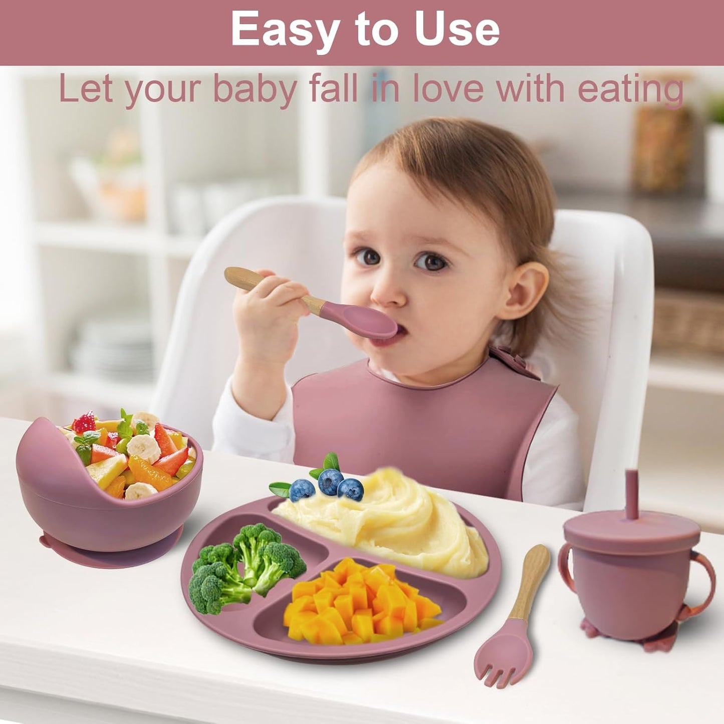 6 Pcs Silicone Baby Feeding Set
