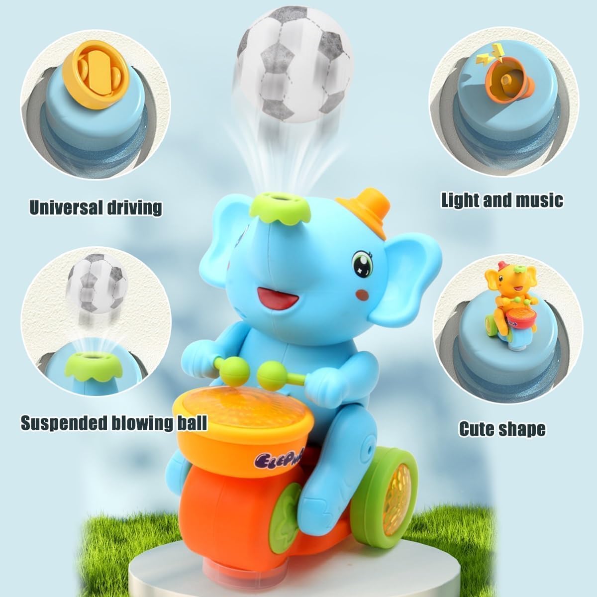 Elephant Musician Toy with Floating Ball