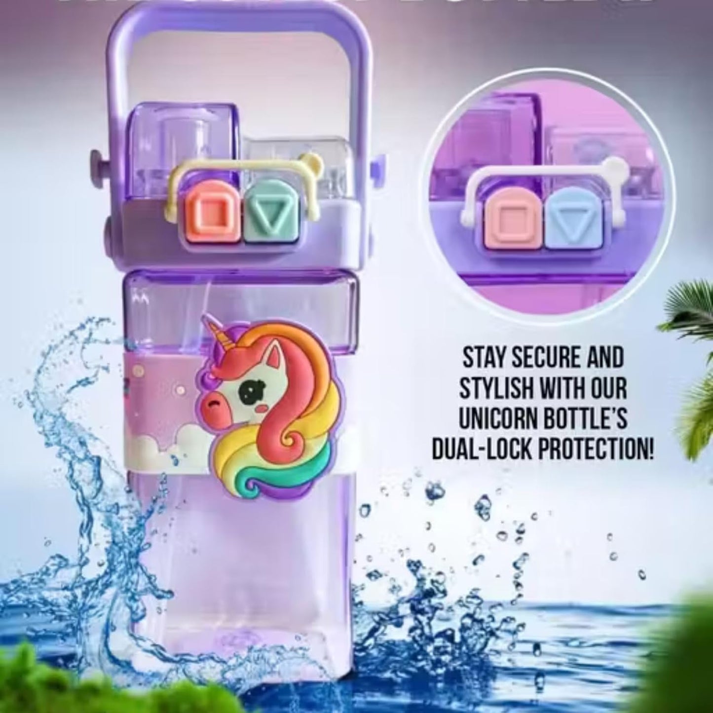 Magic Unicorn 2 Way Sipper Water Bottle
