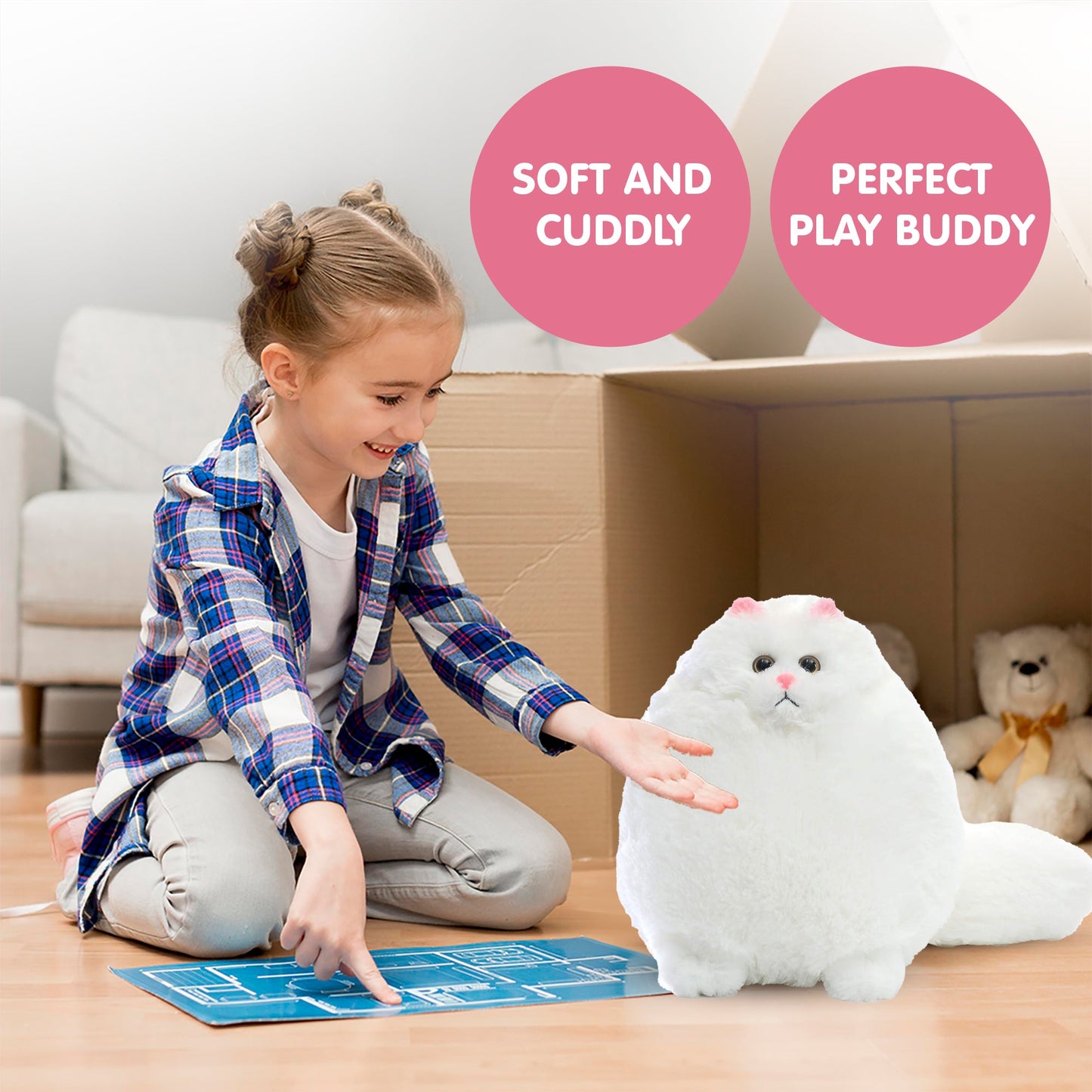 Kidology Fluffy Soft Plush Persian Cat Stuffed Toy