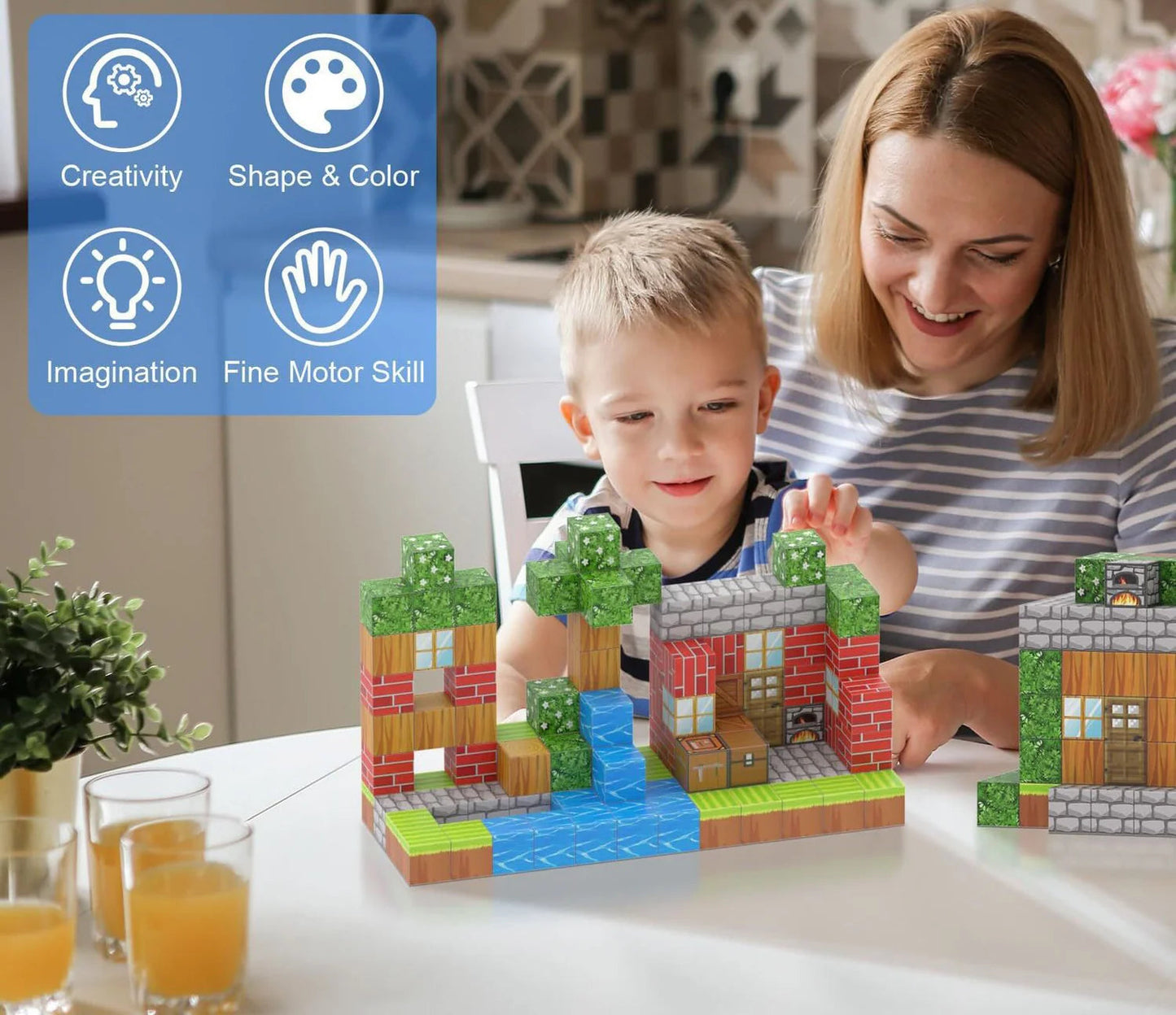 Kidology Magnetic Building Blocks MineCrafter Set
