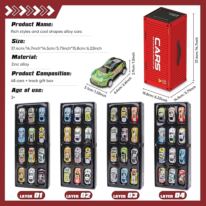 Kidology 48PCS Die-Cast Pull Back Cars Set