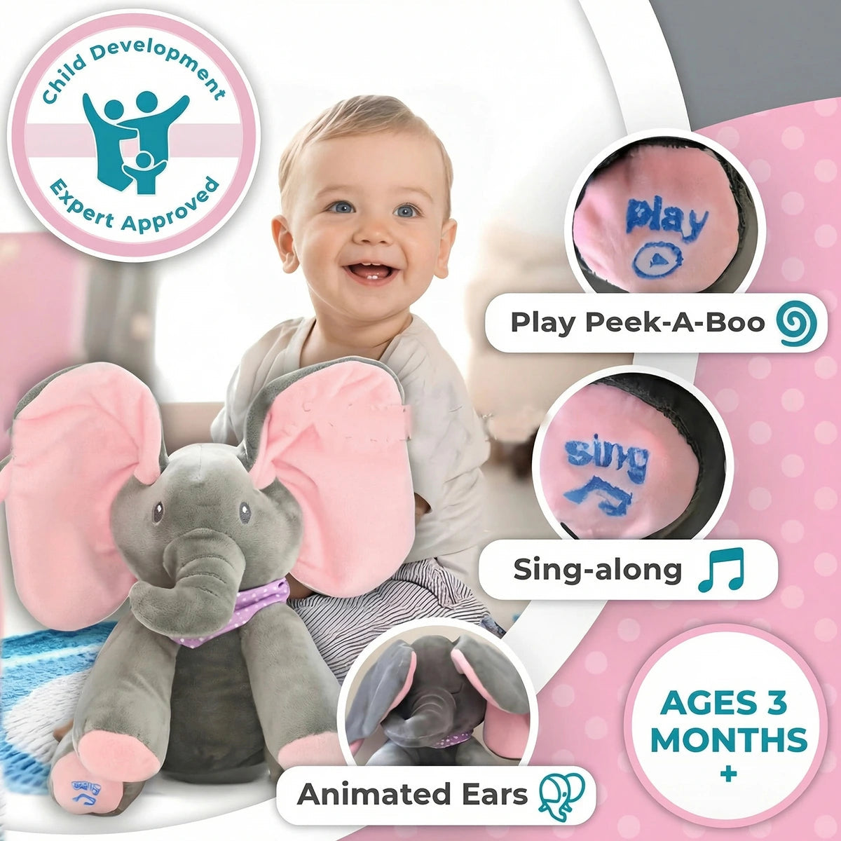Peekaboo Musical Elephant Plush Toy