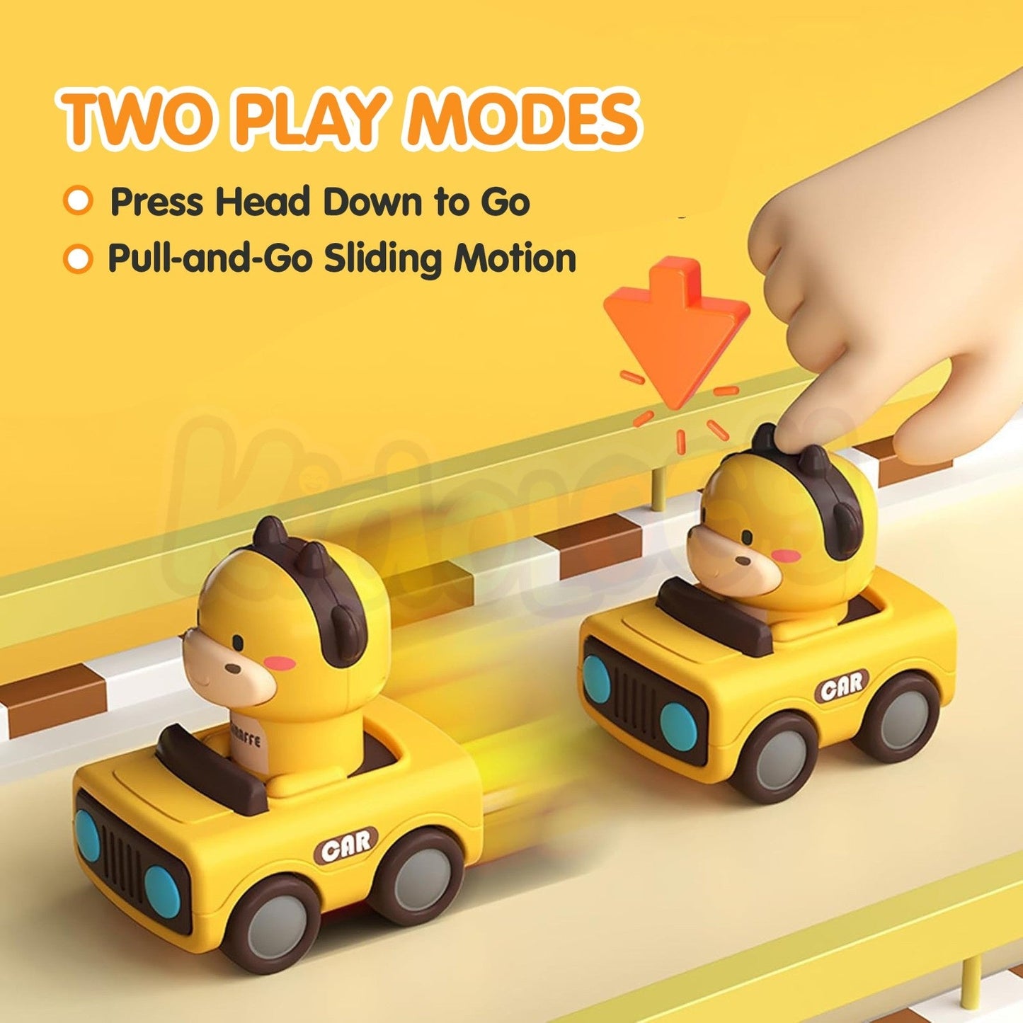 Kidology Big Head Animals Press & Go Racing Cars (Set of 4)