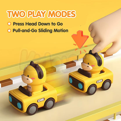 Kidology Big Head Animals Press & Go Racing Cars (Set of 4)
