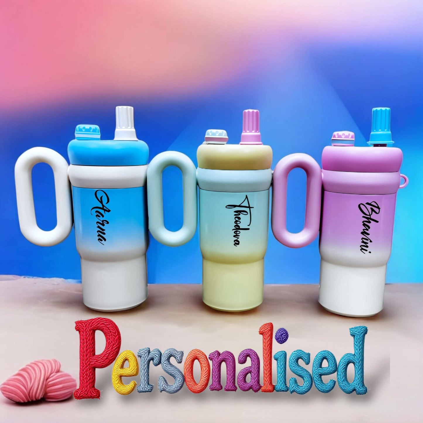 Rainbow Sip Tumbler – 900ML | Cute Kawaii