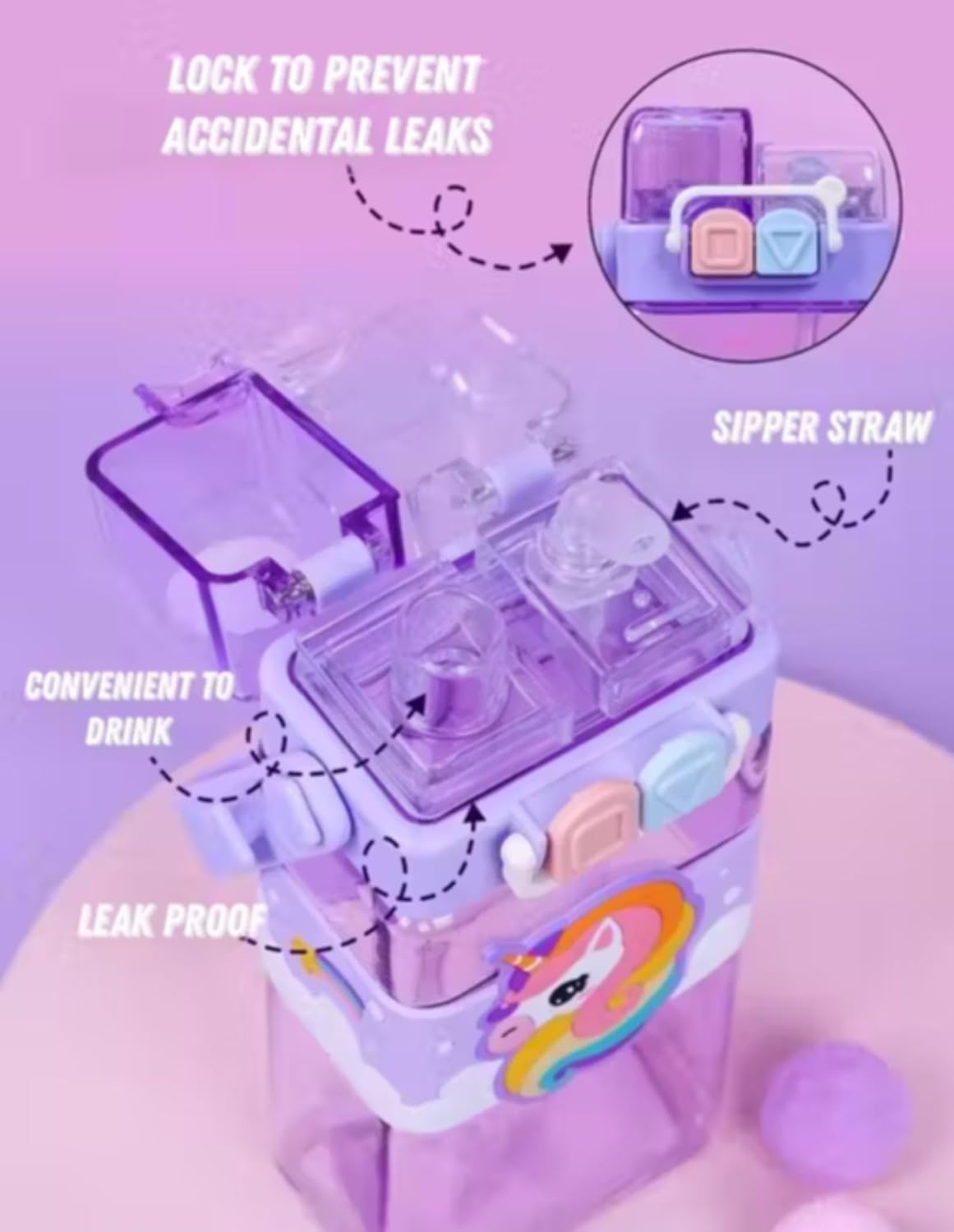 Magic Unicorn 2 Way Sipper Water Bottle