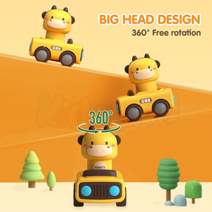 Kidology Big Head Animals Press & Go Racing Cars (Set of 4)