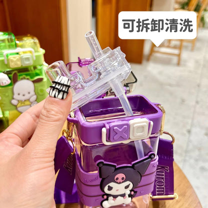 Kuromi Inspired 2 Way Sipper Water Bottle