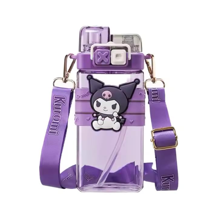 Kuromi Inspired 2 Way Sipper Water Bottle