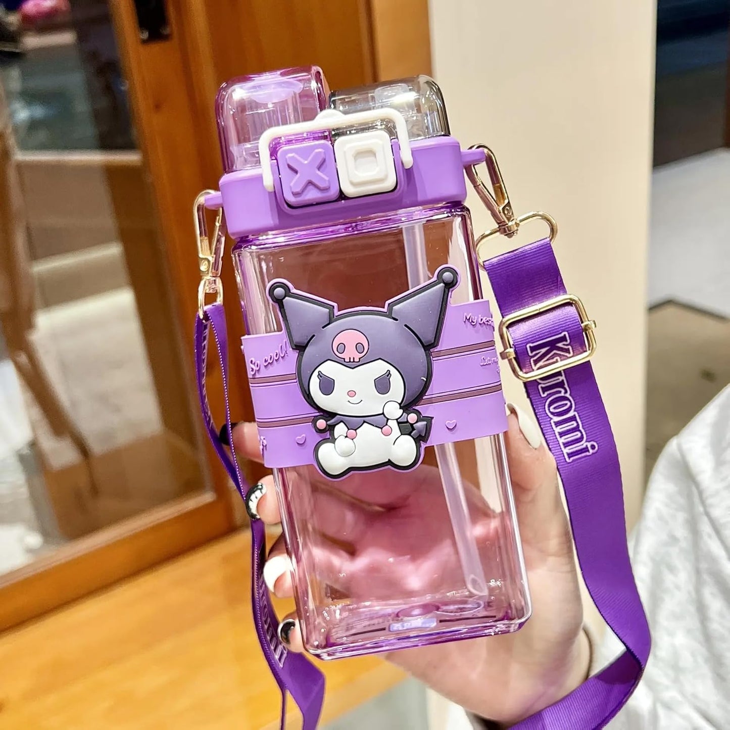 Kuromi Inspired 2 Way Sipper Water Bottle
