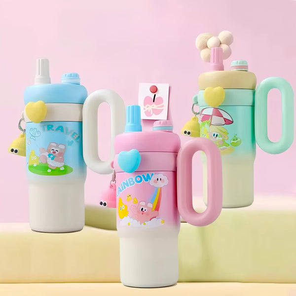Rainbow Sip Tumbler – 900ML  Cute Kawaii