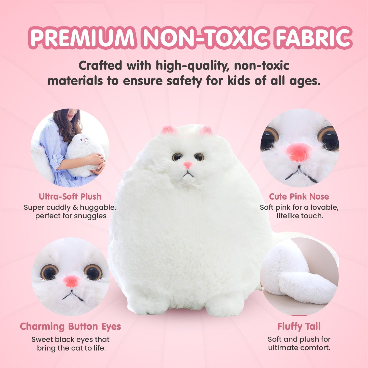 Kidology Fluffy Soft Plush Persian Cat Stuffed Toy