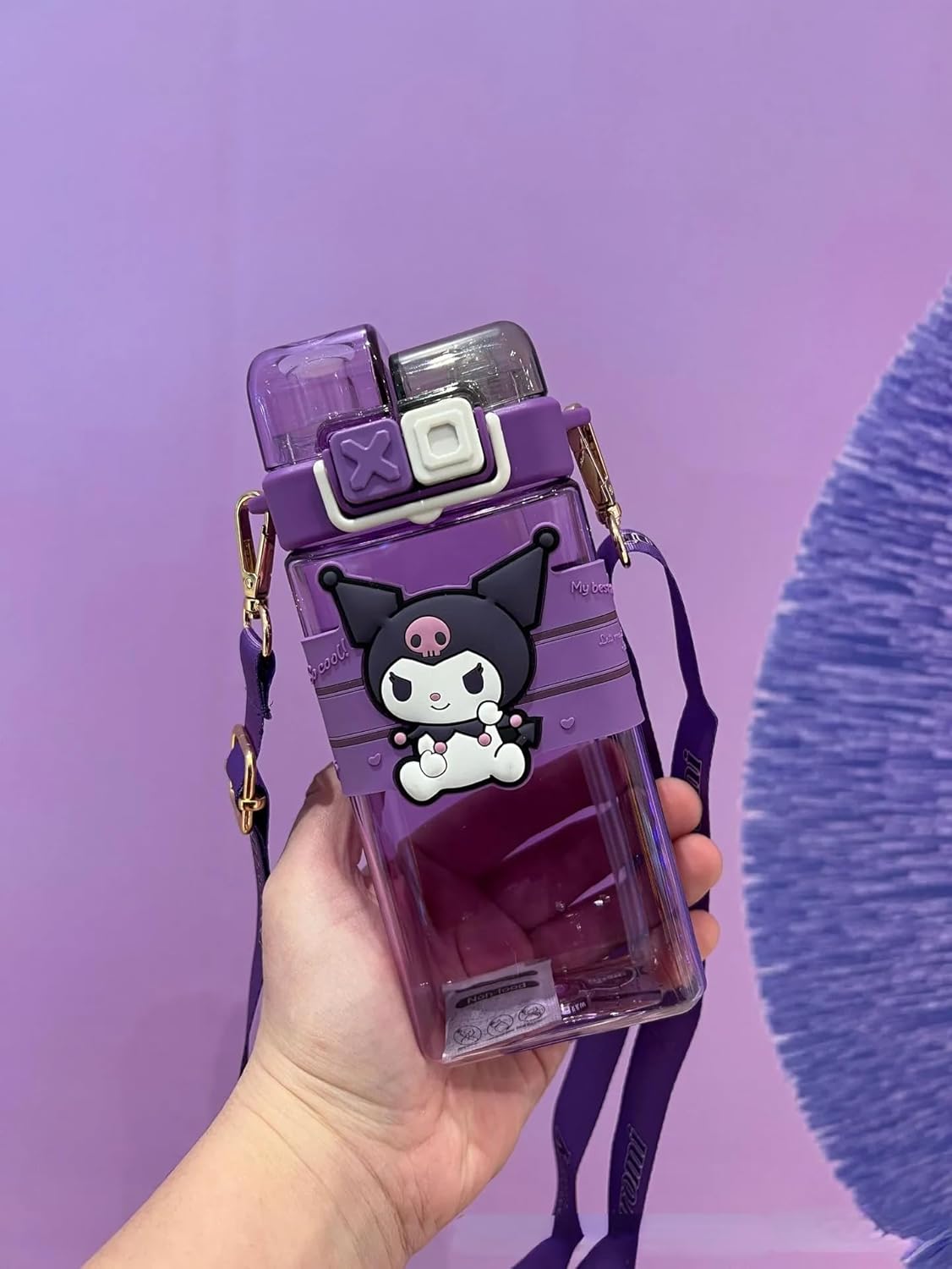 Kuromi Inspired 2 Way Sipper Water Bottle