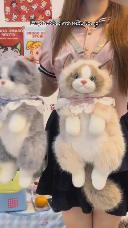 Cat Plush Backpack with Sound