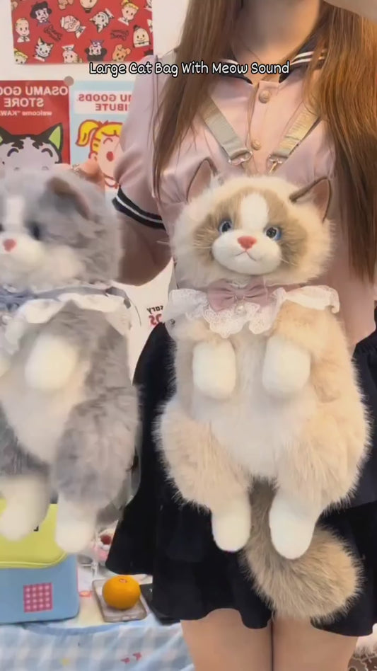 Cat Plush Backpack with Sound