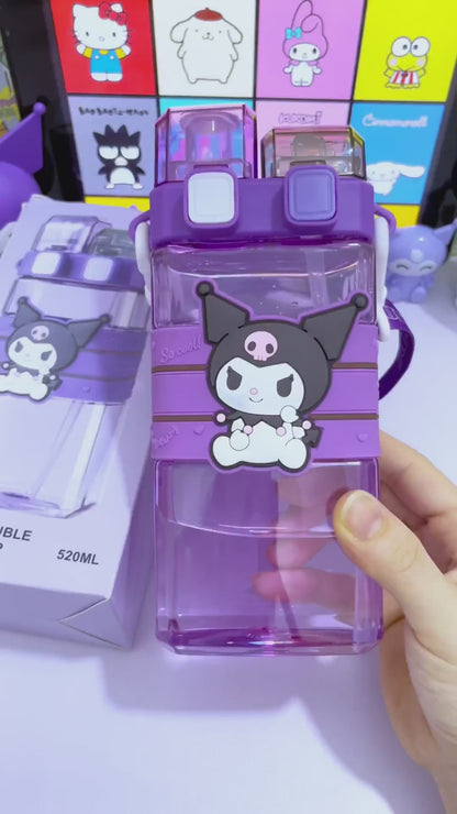 Kuromi Inspired 2 Way Sipper Water Bottle